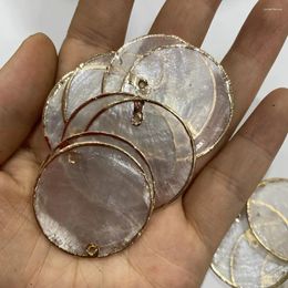 Pendant Necklaces 2pcs Fashion Natural Mirror Shell Round Mother Of Pearl Charms Pendants For Jewellery Making DIY Earring Necklace 30x30mm