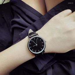 Wristwatches 201gift Enmex Brief Lady Wristwatch Deployment Buckle Genuine Leather Simple Designs Trend And Women Fashion Quartz Watches