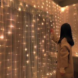 Christmas Decorations For Home 3x0 5M 3x2M 3x3M LED Curtain Copper Wire String Fairy Lights Garland Year 2021 Q194q