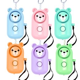 ABS Bear Self Defense Keychains Personal Alarm Keychain Personalize LED Flashlight Keyrings Safety Security Alert Device Key Chain for Women Men Kids Elderly