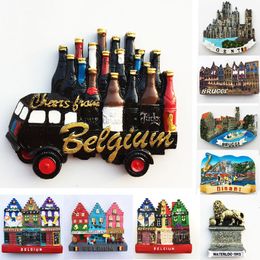 Decorative Objects Figurines Belgium Ghent Landmark Building fridge magnets Tourism souvenir Painted Stickers Collection Decoration 230412