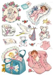 Gift Wrap 1Pack Vintage Cute Baby Kids Sticker DIY Craft Scrapbooking Junk Journal Decorative Stickers