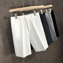 Men's Shorts Men's casual shorts pleated front shorts men's summer knee length Bermuda short solid Colour men's work clothes breathable and cool 230412