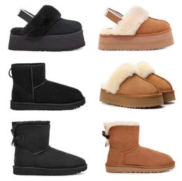 Designer fluffy snow boots mini women winter australia platform ug boot fur slipper ankle wool shoes sheepskin real leather classic brand casual outside GH206