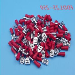 1000Pcs Crimp Terminal Connector Red FDD125-250 63mm16-22 AWG Insulated Female Spade Wire Kfluq