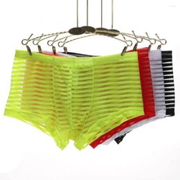 Underpants Men'S Mesh Transparent Briefs Lingerie Underwear Sexy U Bag Breathable Flat Corner Pants Thin Youth Four Headpiece