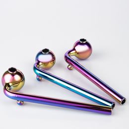 Chinafairprice Y250 Smoking Pipe About 5.9 Inches 30mm OD Banger Bowl Coating Rainbow Color Oil Rig Glass Pipes Oil Burners