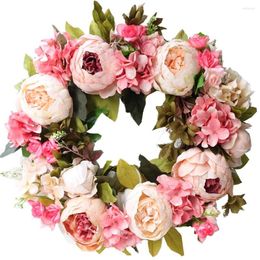 Decorative Flowers Festival Simulation Peony Flower Garland Decorations Easter Party Home Door Wall Hanging Wreath Supplies