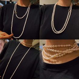Choker Long Natural Freshwater Pearl Sweater Chain Necklace