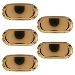 Plates 5X Metal Storage Tray Gold Oval Dotted Fruit Plate Small Items Jewellery Display Mirror