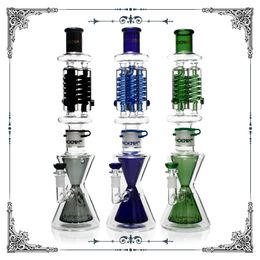 18 inches glycerin coil hookah Freezable bongs triple helix Percolator Double beaker glass Bongs unique glass water pipe bubbler dab rig Smoking Accessories