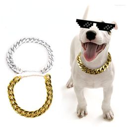 Dog Collars Teddy Bully Gold Chain Small And Medium Collar Pet Necklace Ornament Dress Up Plastic Po Prop Cat Items