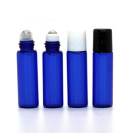 200pcs/lot 5ml Blue Perfume Glass Roll Bottles Aromatherapy Essential Oil Roller on Bottles