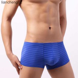 Underpants New Sexy Men Underwear Boxer Man Penis Para Hombre Mens Boxers Striped Cuecas Masculina Boxershorts Homme Size L-2XL C902 W0412