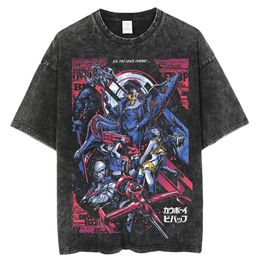 Men s T Shirts Vintage Washed Tshirts Cowboy Bebop Anime T Shirt Harajuku Oversize Tee Cotton fashion Streetwear unisex top 230411