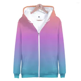 Men's Hoodies Kpop 2023 Zipper Men Sweatshirts Custom Colorful Gradient Winter Top Coats Hooded Boy / Girls Color Casual Full Solid