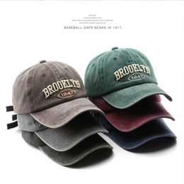 Ball Caps Korean Vintage Wash Denim Baseball Cap High Quality Fashion Letter Snapbk Cotton Baseball Men Women Outdoor Travel Sunscreen P230412