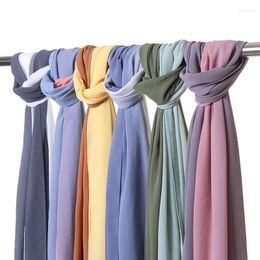 Scarves Muslim Plain Bubble Chiffon Hijabs Scarf Women Headband Soft Long Shawls Wraps Head Femme Bandana Georgette PareoScarves Kimd22