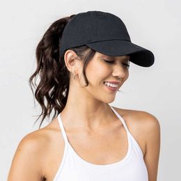 Ball Caps Pure Color High Ponytail Baseball Cap for Women Girls Sport Running Golf Tennis Caps Bundle Hair Tie High Messy Bun Ponycap P230412