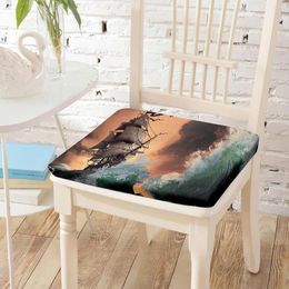 Pillow Pirate Ship Wave Printed Chair Sitting S Memory Foam Removable Coat Chairs Pad For RV Vacation Home Decoration