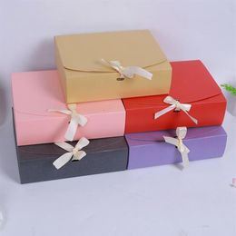 Size24 5 20 7cm 20pcs lot Paper Box Large Gift Box Paper Cardboard Clothes Storage With Ribbon306a