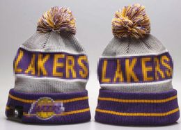 Lakers Beanies Los Angeles Beanie Cap Wool Warm Sport Knit Hat Basketball North American Team Striped Sideline USA College Cuffed Pom Hats Men Women a16