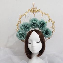 Hair Accessories Rococo Baroque Halo Headpiece Virgin Sun Goddess Angel Gothic Party Floral Tiara Wedding Headband Lolita