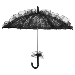 Umbrellas 1pc Wedding Lace Umbrella Bridal Decorative Tea Party Lady Costume (Black) Parasol