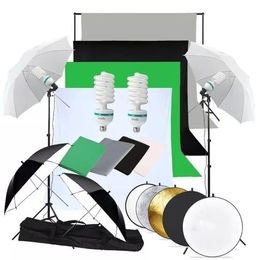 FreeShipping Photo Studio LED Softbox Umbrella Lighting Kit Background Support Stand 4 Colour Backdrop for Photography Video Shooting Cvpjn