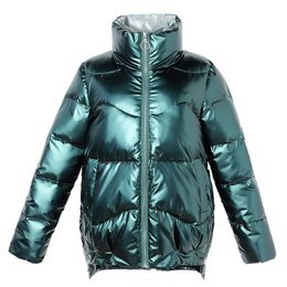 Women's Down Parkas Glossy Down Cotton Coat Women New Winter Clothes Women Korean Style Quilted Jacket Stand Collar Cotton Coat Jacket Woman