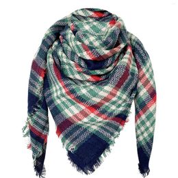 Scarves Women's Autumn And Winter Christmas Fashion Warm Casual Solid Color Plaid Long Scarf Luxury Capes Pashmina Ladies
