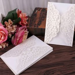 Greeting Cards 2550Pcs Laser Cut Wedding Invitations Card Lace Flower Business Birthday Bridal Shower Party Decoration 230411