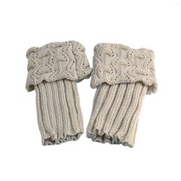 Women Socks 4 Pairs Womens Boot Cuffs Winter Topper Acrylic Fibres Short Fashion 11.5cmx17cm