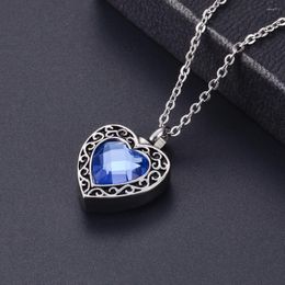 Pendant Necklaces Crystal Heart Cremation Jewelry For Ashes Women Stainless Steel Keepsake Urn Memorial Necklace Gift With Funnel Kit