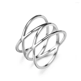 Wedding Rings 15mm Stainless Steel Cross Hollow Ring Geometric Men And Women Gift Jewellery