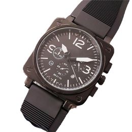 Swiss Army Men Watches Stainless Steel Big Square Case Rubber Strap Br Watch Quartz Movement Chronograph Wristwatch All Dial Work 206a