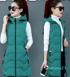 lu Women Winter Jacket Vest Parkas Hooded Warm Long Coat Jacket Female Cotton Padded Parka Feminina chalecos Plus Size