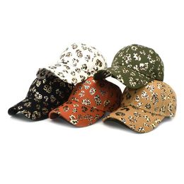 Ball Caps 2021 Men Women's Leopard Print Rock Baseball Caps Sports Dance Party Hats Casquatte Sun Hats Hip-Hop Adjustable Caps Blk Gray P230412