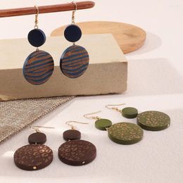 Dangle Earrings Fashion European Simple Geometric Ear Hooks Leopard Zebra For Women Girls Boho Round Punk Drop Wooden Earring