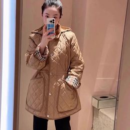 autumn designer jacket women Large pocket down cotton jackets long hooded winter womens coat