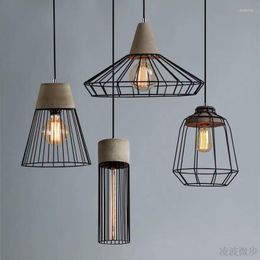 Pendant Lamps American Industrial Style Individual Creativity Coffee Shop Restaurant Bar Clothing Window Pot Cover Cement Chandelier