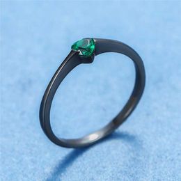 Band Rings Simple Female Blue/Purple/Green Zircon Ring Fashion Wedding Engagement Rings For Women Elegant 925 Silver Rose Gold Heart Ring AA230412