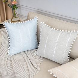 Pillow 45x45cm Pompom Velvet Cover Soft Decorative Sofa Covers With Ball Home Decor Pillowcase Pink