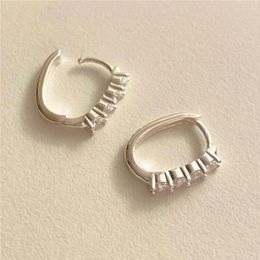 Hoop Earrings SHANICE S925 Sterling Silver Zircon Ear Studs Women's Simple Fashion INS Style Single Row Diamond Ears