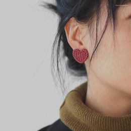 Stud Earrings Trendy Cute Mutil Colors Braided Patter Heart Shape Handmade Polymer Clay Fashion Small Dangle Sets Women Jewelry