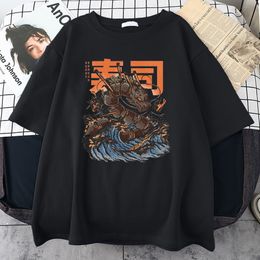 Men's T-Shirts Japan Ukiyo E Style Sushi Dragon T-Shirts Men Individual Design Men T Shirt Casual Vintage Tee Tops Men Short Sleeve Men Tshirts 230412