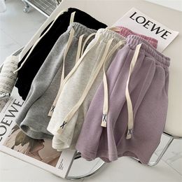 Women's Shorts Pink shorts summer women's high waisted loose A-line wide leg casual home sports pants 230412