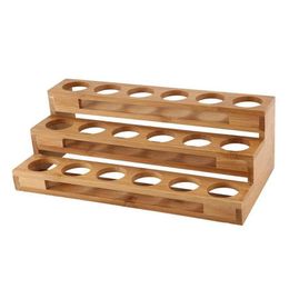 Bamboo 18 Holes Essential Oil Display Wooden Stand Rack Perfume Nail Polish Storage Tray Aromatherapy Organiser C0116261a