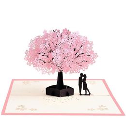 Handmade Up Romantic Birthday Anniversary Dating Card For Husband Wife Boyfriend Girlfriend - Cherry Blossom Tree With Greeti323C