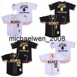 Top Quality Bad News Tanner Boyle Jerseys #12 Kelly Leak #3 White Black 100% Stitched Baseball Jersey